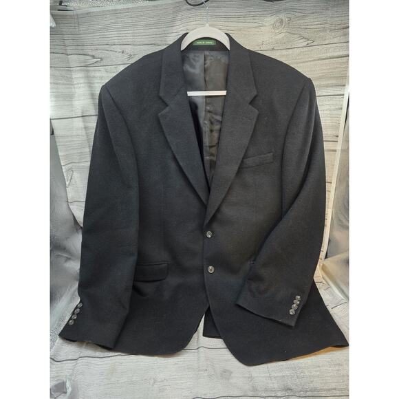 Vtg Ralph Lauren 100% Camel Hair Jacket Blazer 46L Two Button Jacket Canada Blck
